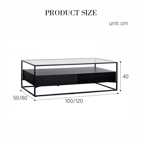 Weilai Concept Sanderson Rectangle Coffee Table With Storage, Black