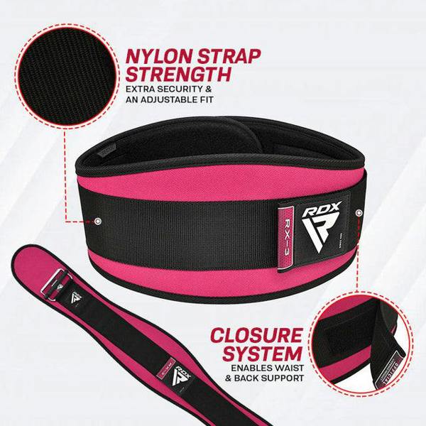 RDX Sports WEIGHT LIFTING BELT EVA CURVE RX3 SHARP PINK