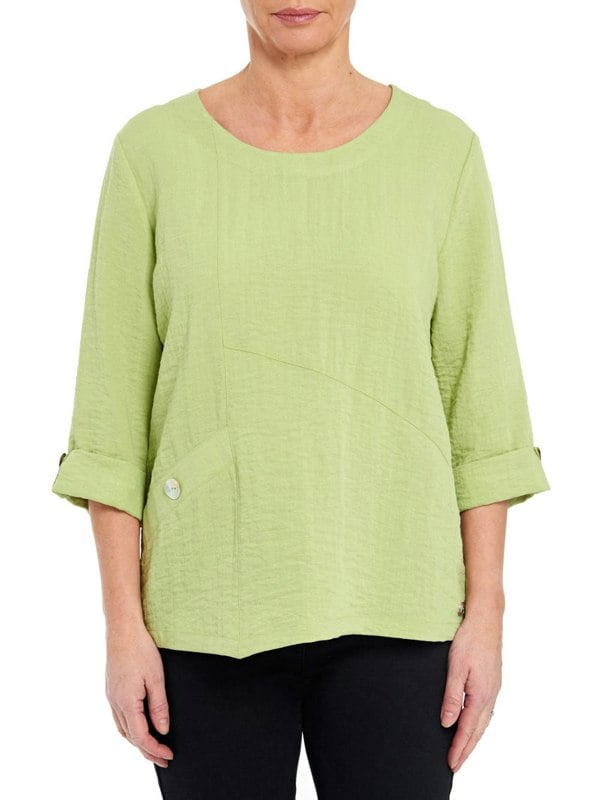 PennyPlain Asymmetric Hem Top - Pistachio