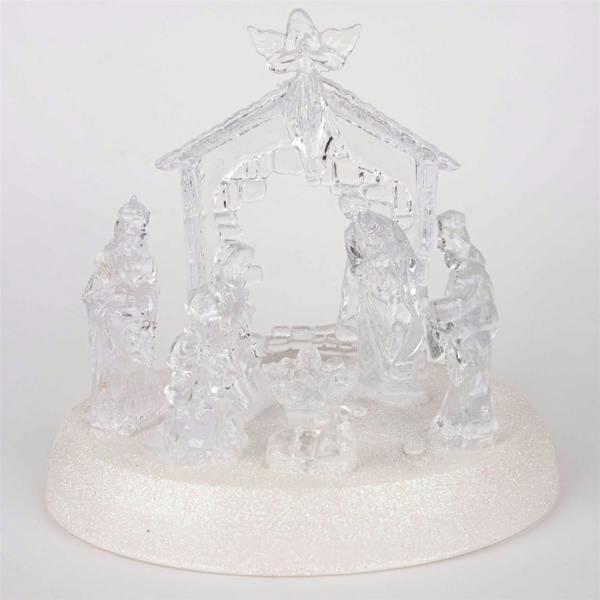 20cm Christmas Pre-Lit LED Musical Nativity Scene Acrylic Sculpture Battery Operated Light Up Xmas Tabletop Home Decorations image 6