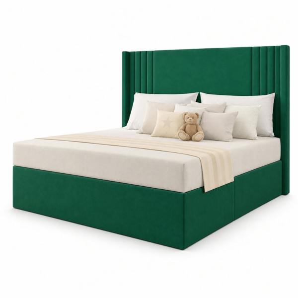 Great British Beds Oxford Divan Bed - Green Plush