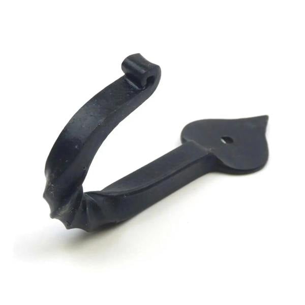 Hand Forged Iron Twisted Leaf Coat Hook In Black Wax Finish - Pack of 5