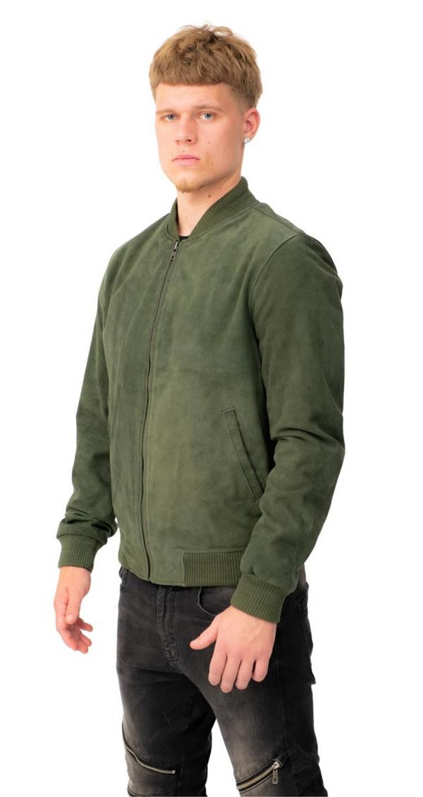 Infinity Leather Mens Retro Goat Suede Varsity Leather Bomber Jacket-Athens