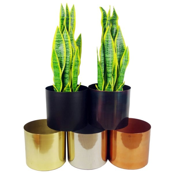 Leaf Metal Planter Plant Pot with Polished Copper Finish 20 x 18cm