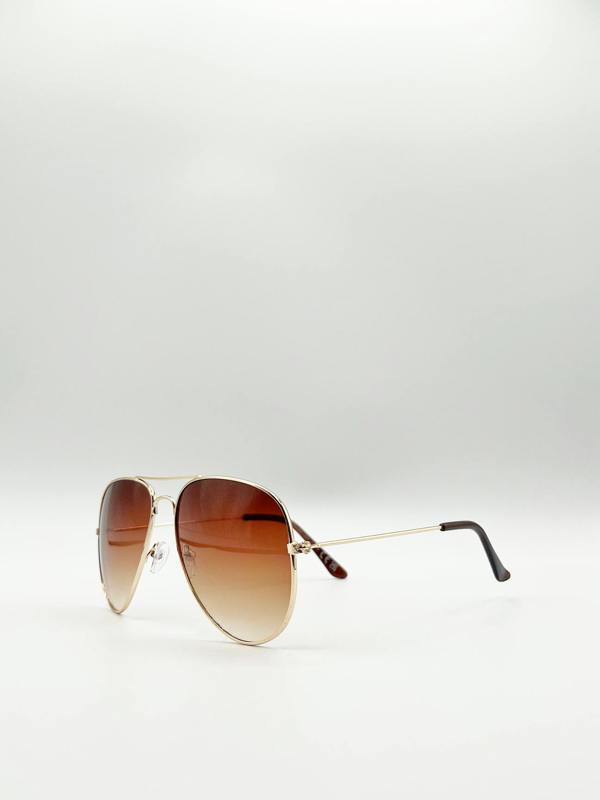 Classic Pilot Gold Aviator Sunglasses - svnx