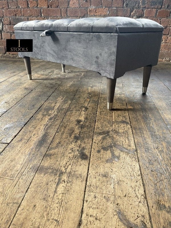 Dark Grey Ottoman Coffee Table Storage Bench | Dark Grey Pouffe - ISTOOLS