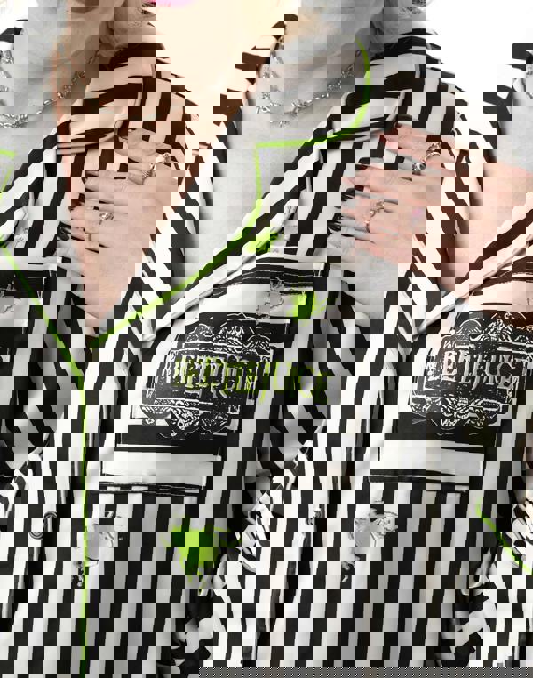 Beetlejuice Womens Black Stripey Long Sleeve Long Leg Pyjama Set