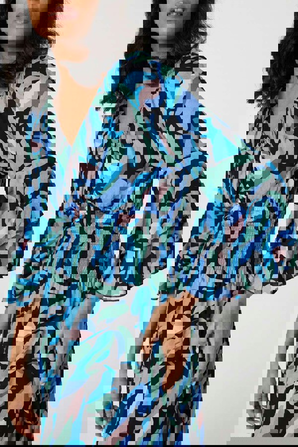 Blue | Printed Ruffle Hem Empire Maxi Dress