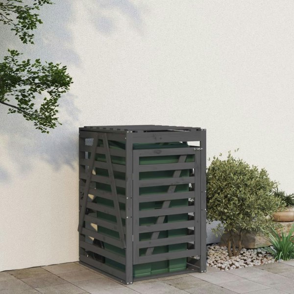 Berkfield Wheelie Bin Storage Grey 84x90x128.5 cm Solid Wood Pine
