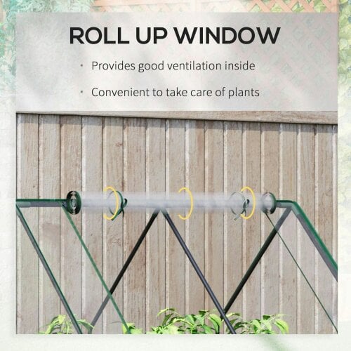 Bobobiy Raised Garden Bed with Greenhouse, Steel Planter Box with Plastic Cover, Dual Use for Flowers, Fruits and Herbs, 127L x 95W x 92H cm