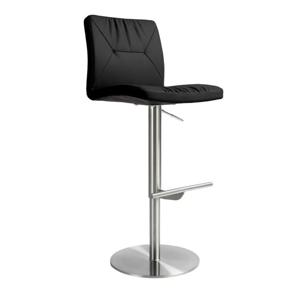 Furniture Edit Paddy Black Vegan Leather on Silver Adjustable Stool