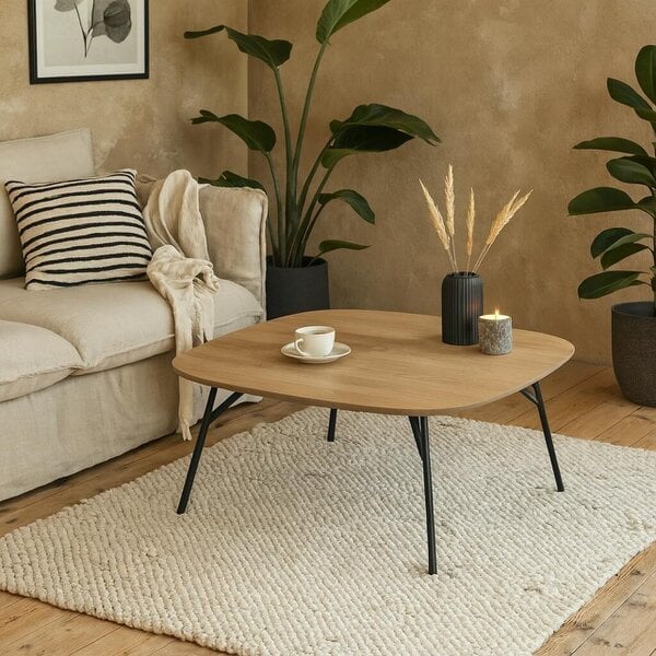 Wyld Haus Johannesburg Square Natural Oak Coffee Table Round Edges