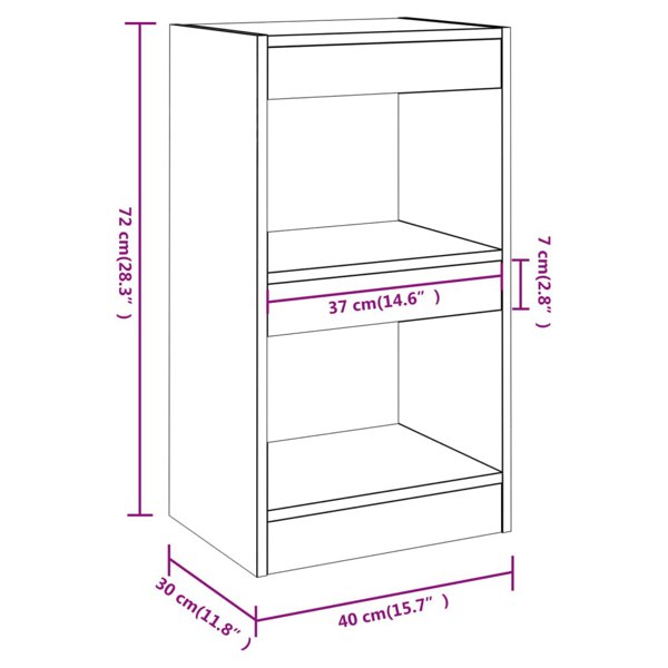 Berkfield Book Cabinet/Room Divider Black 40x30x72 cm