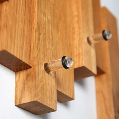 MijMoj Design Solid Oak Blocks Coat Rack - Acrylic Pegs