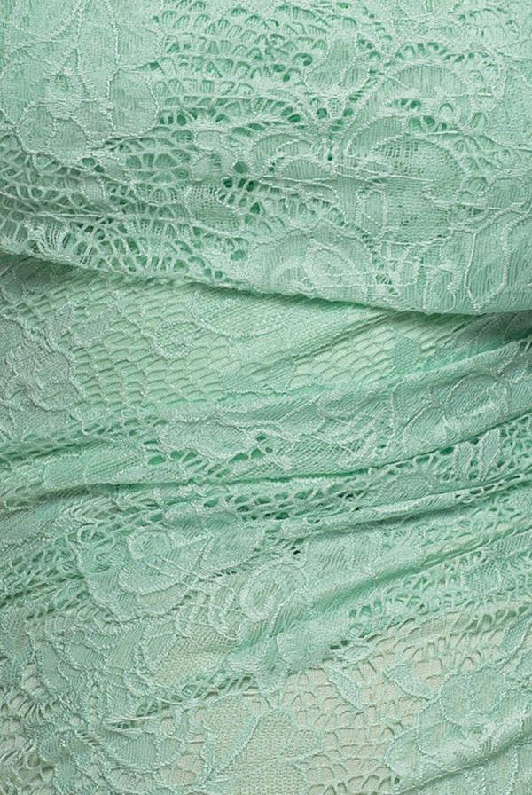 One Shoulder Pleated Bardot Lace Maxi Dress - Mint Green DR4956