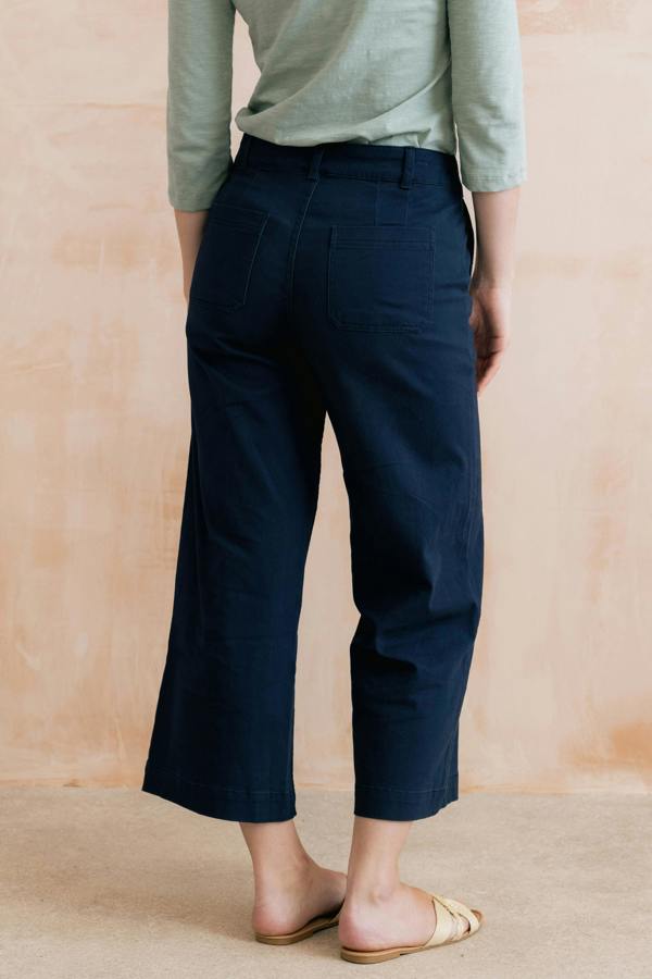 Lily & Me Isla Stretch Twill Crop Trousers Navy
