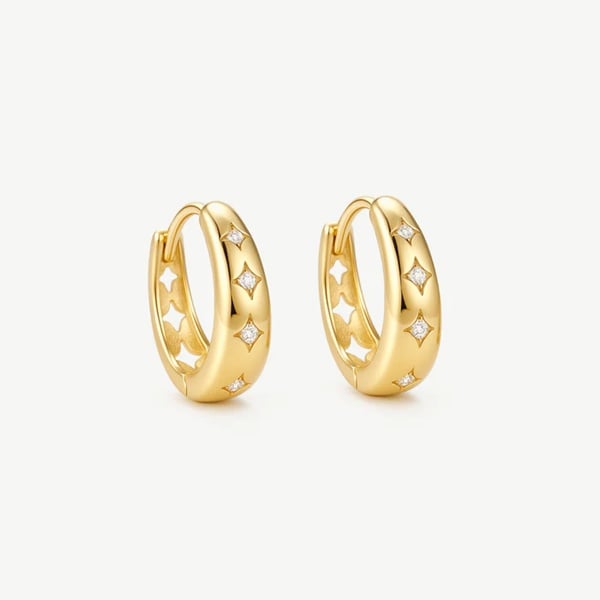 MUCHV Starburst Huggie Hoop Earrings