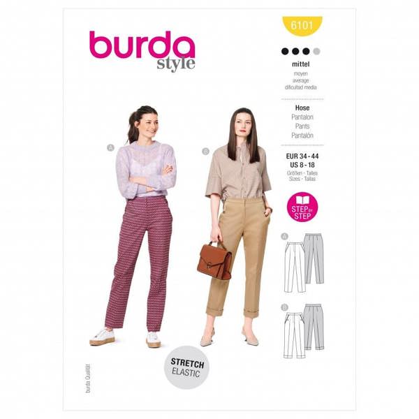 Burda Sewing Pattern 6101 Trousers For Women, 34 to 44 - Intermediate