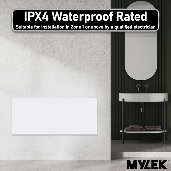 MYLEK Panel Space Heater White 2KW Eco, Smart and WiFi App Slimline Low Energy - Wall Mounted, Bathroom IPX4