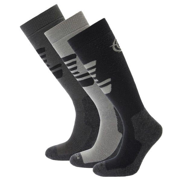 TOG24 Mens Bergenz Ski Socks (Pack of 3) - Black/Soot Grey/Moon Grey