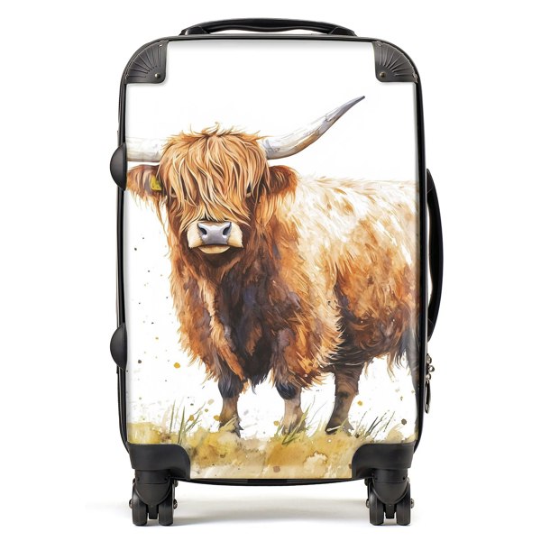 Warren Reed Watercolour Highland Cow Suitcase