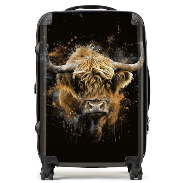 Warren Reed Bronze Splashart Highland Cow Suitcase