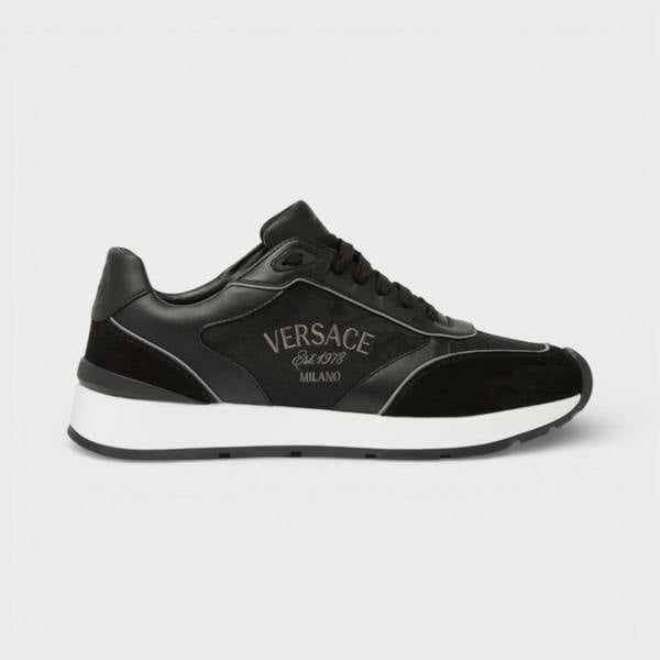 Versace Leather Mix Sneakers Black