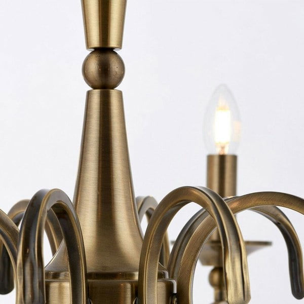Hanging Flush Ceiling Pendant 8 Light ANTIQUE BRASS Chandelier Lamp Bulb Holder Loops