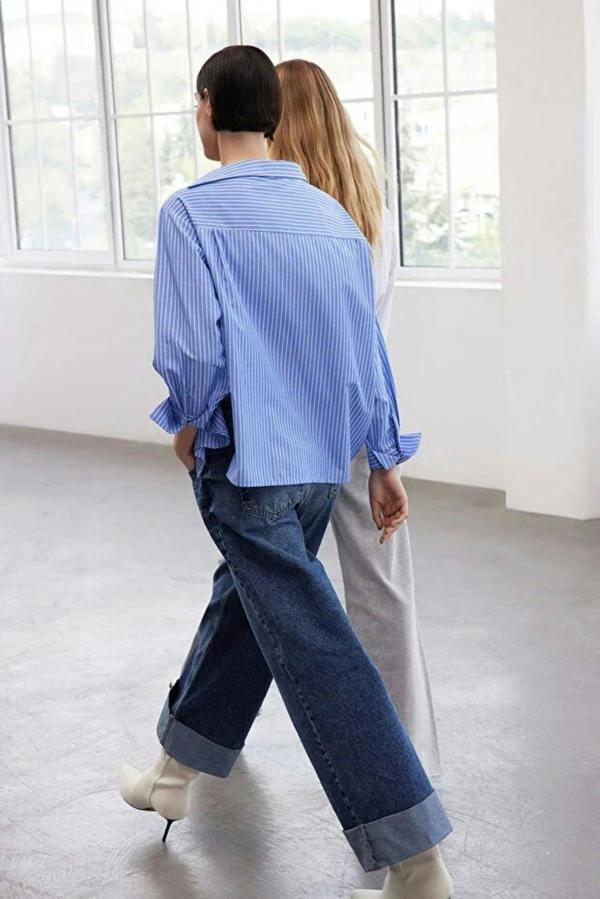 WOVCOR Striped Woven Shirt with Collar Detail