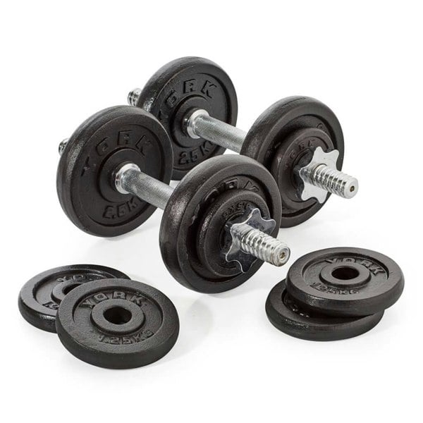 York 20kg Cast Iron Dumbbell Spinlock Set