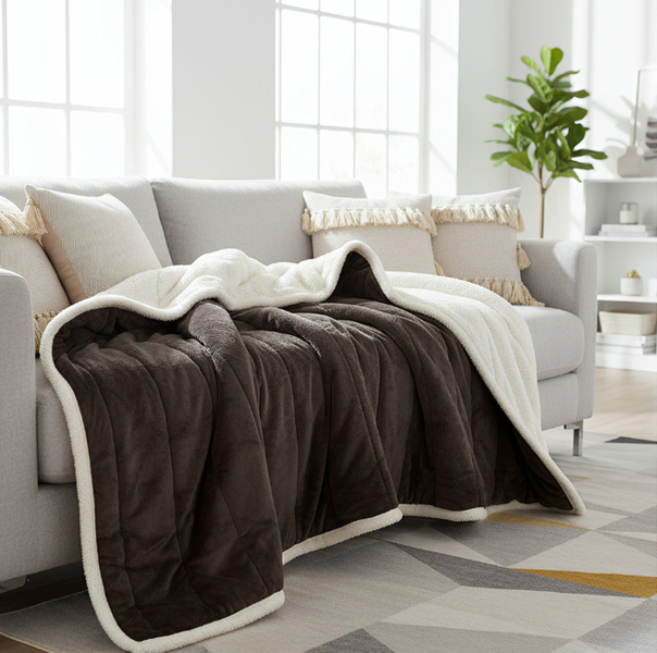 Anycozy Blanket Dark Brown Fleece Autumn Winter Warm 3 Layers Thicken Flannel Soft Comfortable Warmth Quilts Washable 120x200cm