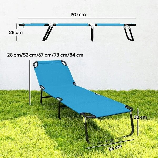 Bobobiy Garden Sun Lounger, with Five-Position Back - Sky Blue