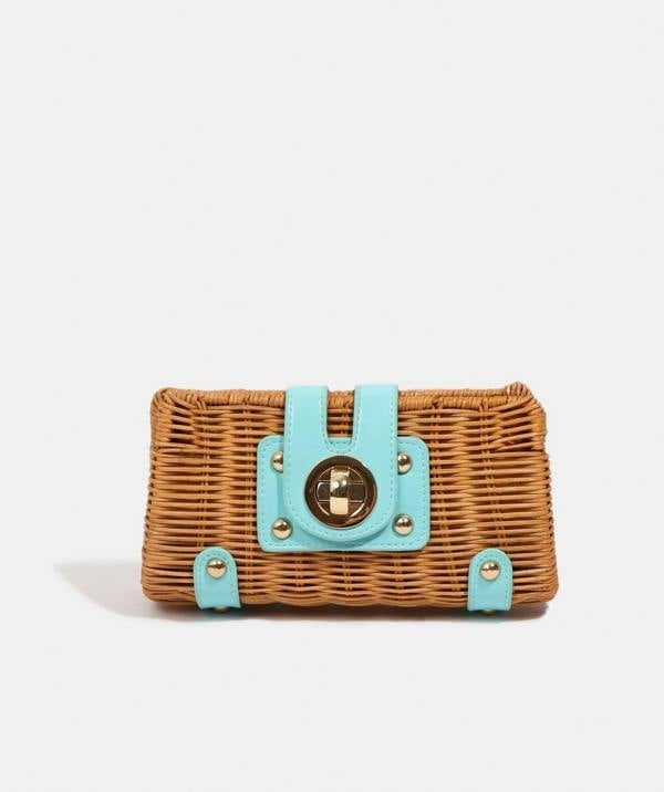 Pia Rossini Lulu - Petite Artisan Clutch Bag - Pale Turquoise