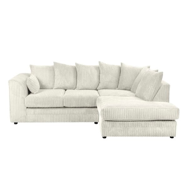 SQUAREBOXX Dylan Jumbo Cord 4 Seater Fabric Corner Sofa in Cream