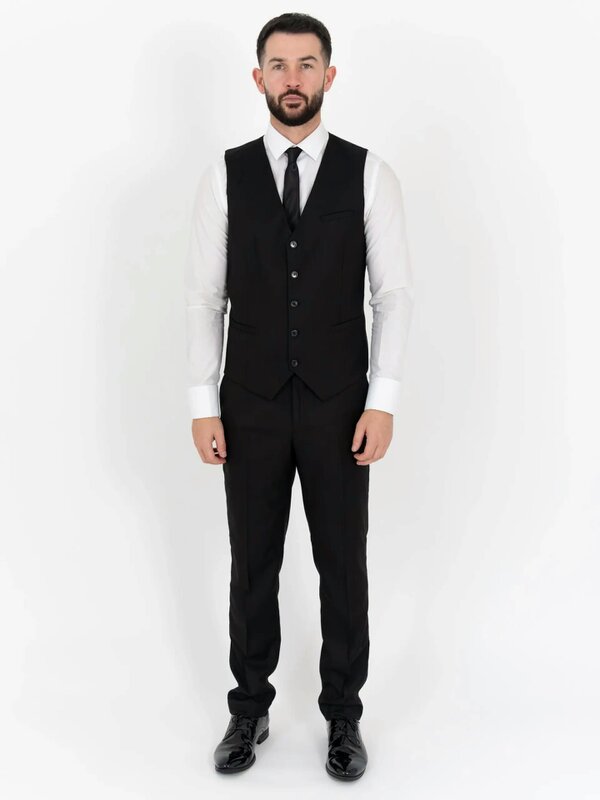 V2 Classic Henry - Black Three Piece Suit