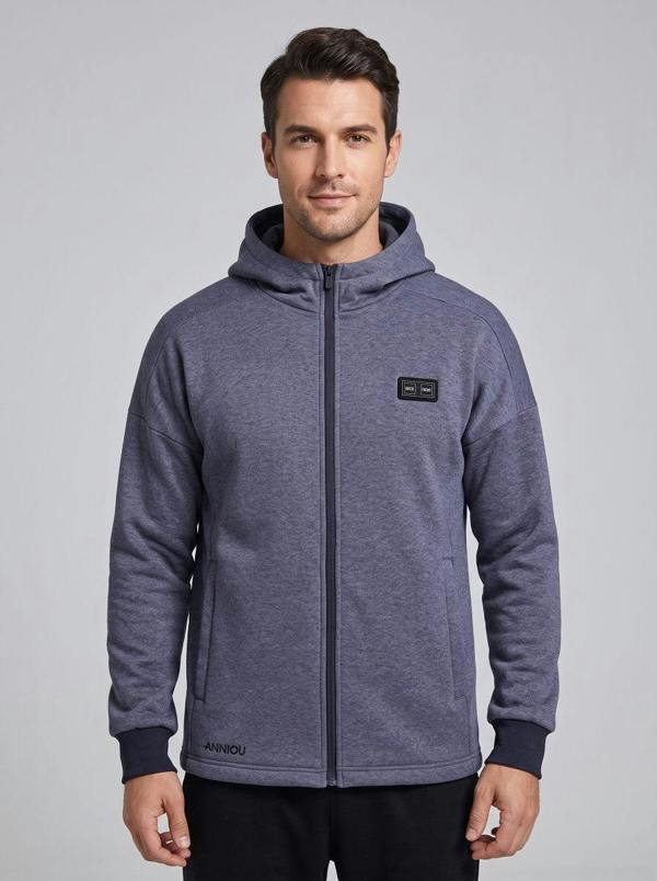 Anniou Men's Full-Zip Heated Hoodie - Grey