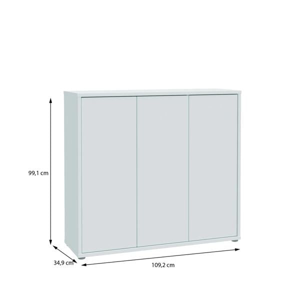 Furniture To Go Alice Springs Shoe Cabinet with 3 Doors Push-to-Open in Light Grey