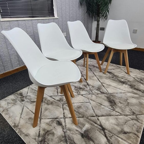 Kosy Koala Dining Chairs Set of 4 White Leather Kitchen Chairs