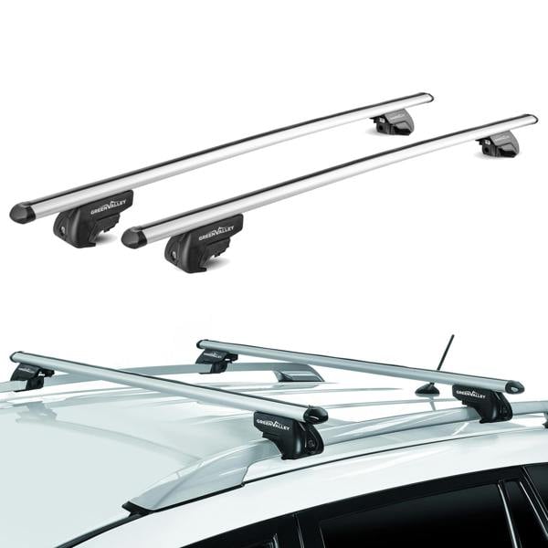 Complete Universal Aerodynamic Aluminium Roof Rack Cross Bars for Vehicles with Open Roof Rails 115cm