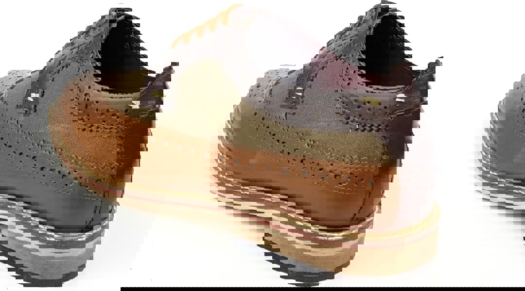 Frank James Lambeth Two Tone Leather Canvas Formal Casual Mens Brogue Shoes