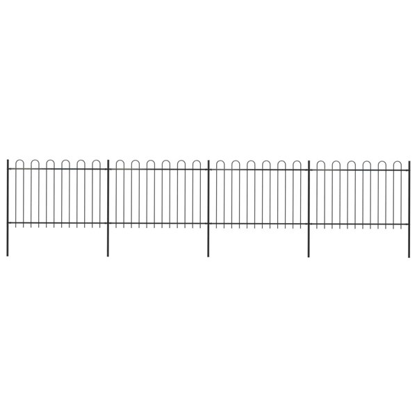 Berkfield Garden Fence with Hoop Top Steel 6.8x1.2 m Black
