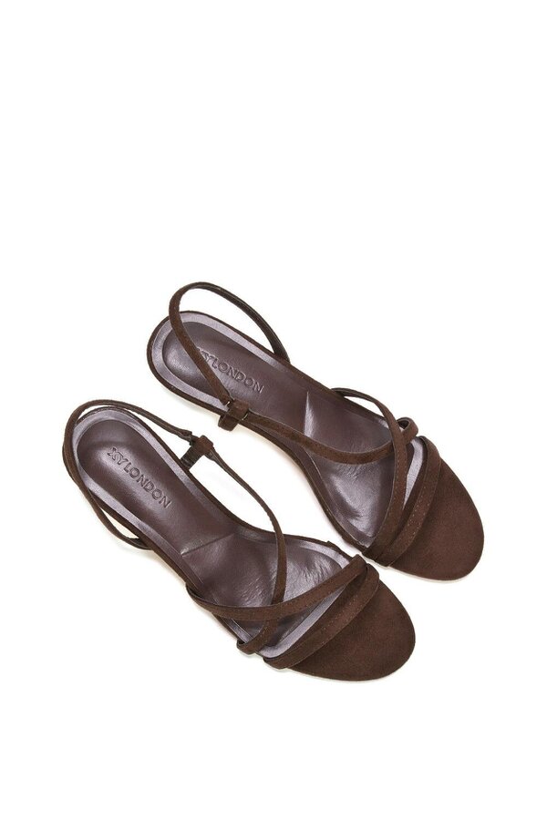 XY LONDON Slip On Strappy Slingback Kitten Heeled Sandals