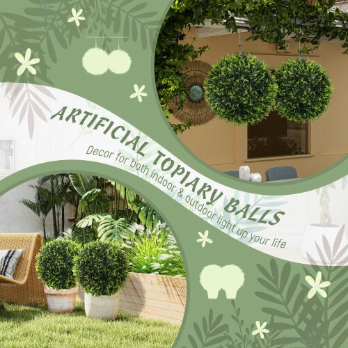 Wyld Haus Zilolo Set Of 2 Artificial UV Resistant Topiary Ball Plants H8 45cm Green