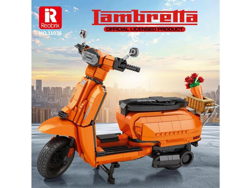 Reobrix Lambretta Scooter Orange 1169pc Construction Set