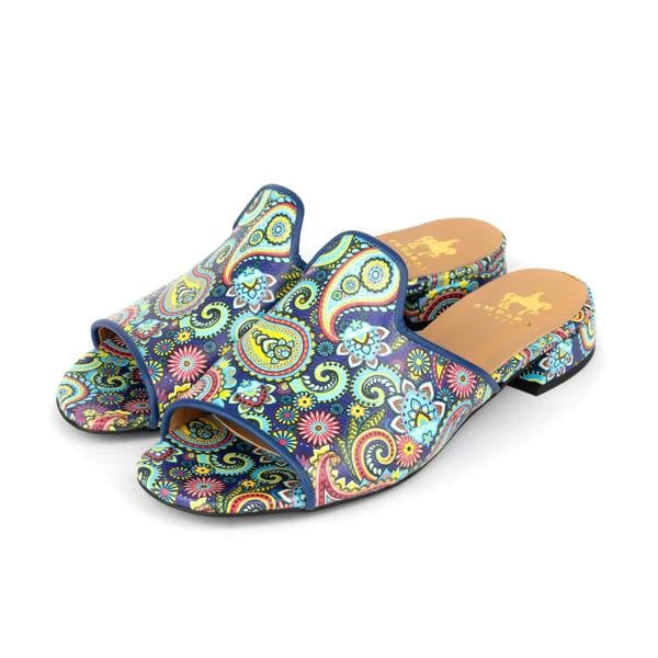 Embassy London South Beach - Festival Blue - Women's fully leather lined slip on sandal
