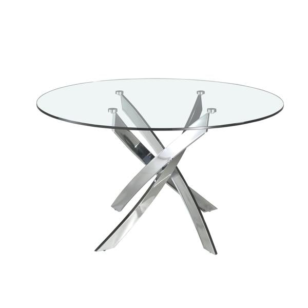 Angel Cerdá Round tempered glass and chrome-plated steel dining table 1061