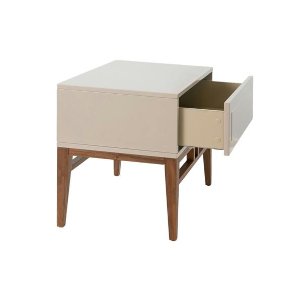 Angel Cerdá Beige and Walnut Wood Bedside Table 7035