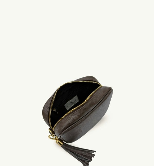 Apatchy London The Tassel Chocolate Leather Crossbody Bag