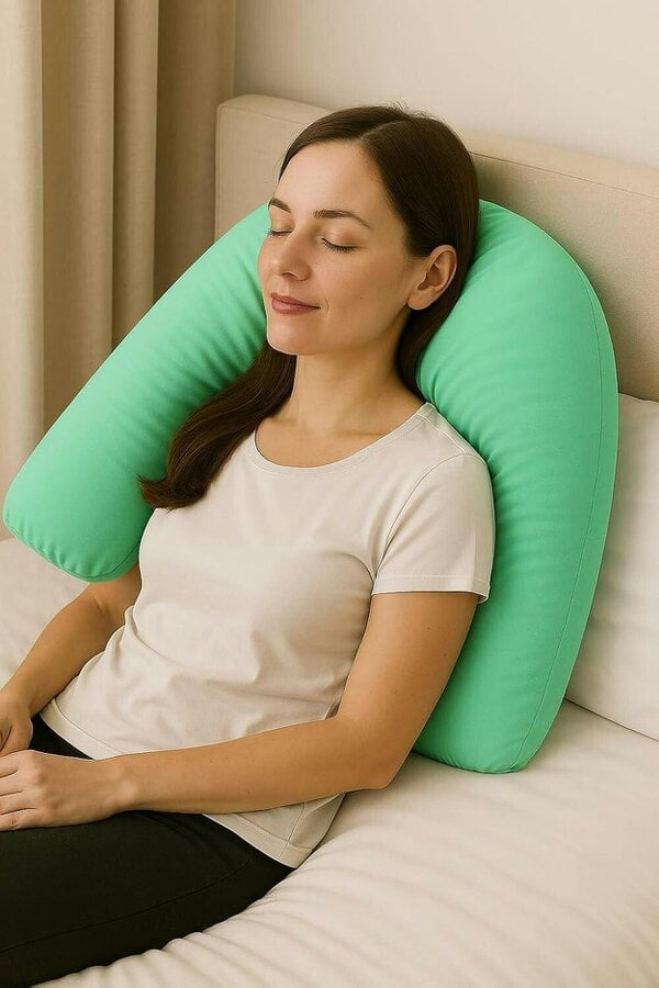 Night Zone Easy Care Polycotton V Shaped Pillow – Orthopaedic Support Pillow with Case or Cover Only - Mint Green - Cover Only