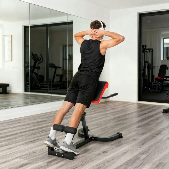 Havendro Roman Chair 5-Level Height Adjustable Back Extension Bench Red Exercise